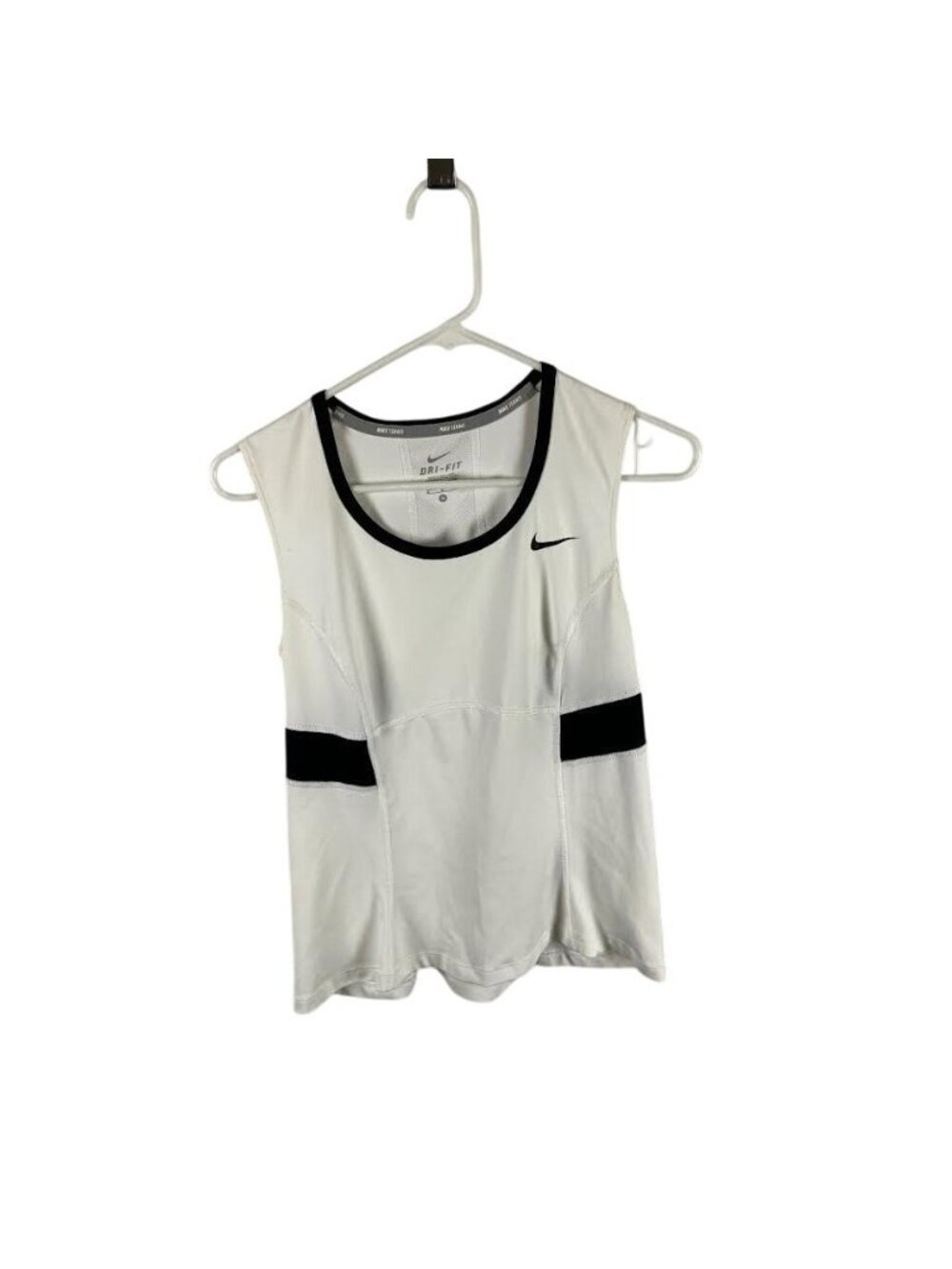 Nike Dri-Fit Mens White Tank Top Size Medium Sleeveless Swoosh Logo